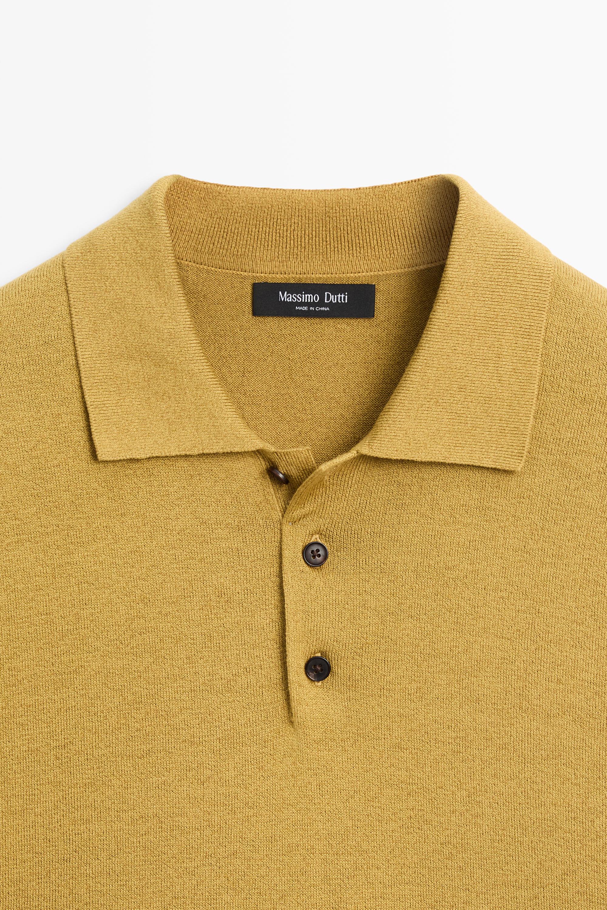 Polo en maille à manches courtes coton et lin